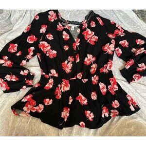 Popsugar floral shirt XL